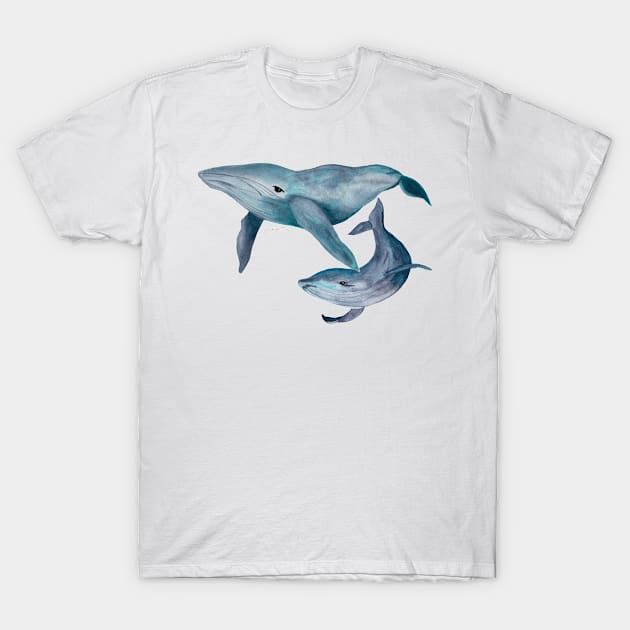 Whales and Octopuses T-Shirt by Peleegirl